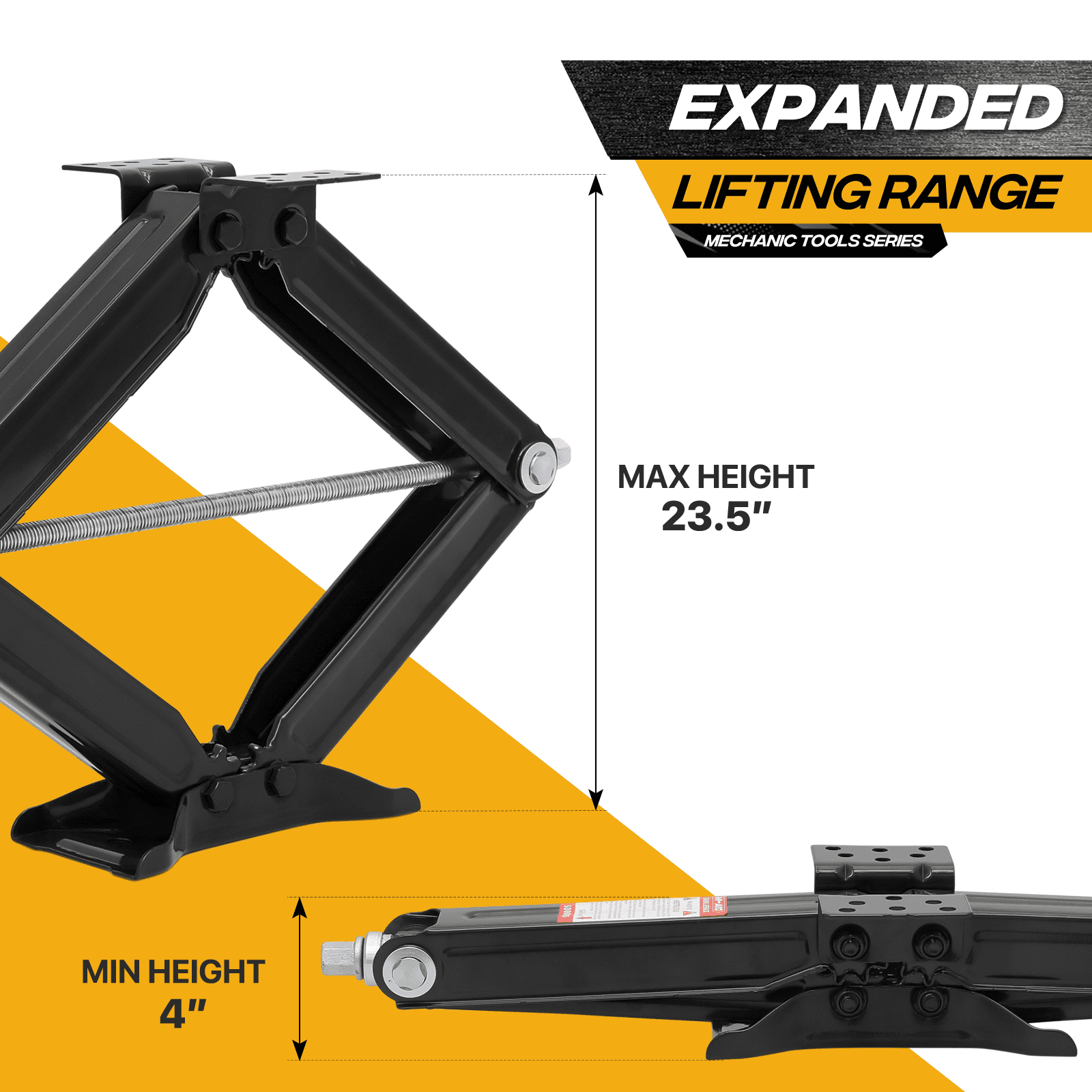 Magshion 2.5 Ton Scissor Jack Set of 2, 5000lbs Heavy Duty Car Jack Lift Kit with Handle, RV Trailer Stabilizer Leveling Scissor Jacks Set, Black