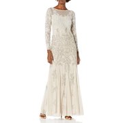 Adrianna Papell Womens Multi Beaded Gown, Biscotti, 12