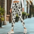 thumbnail image 4 of Renewold Black Paw Beige Leggings with Pockets for Women Ladies Athletic Pants Compression Leggings High Waisted Butt Lifting Printed Leggings Womens Preppy Leggings, M, 4 of 8