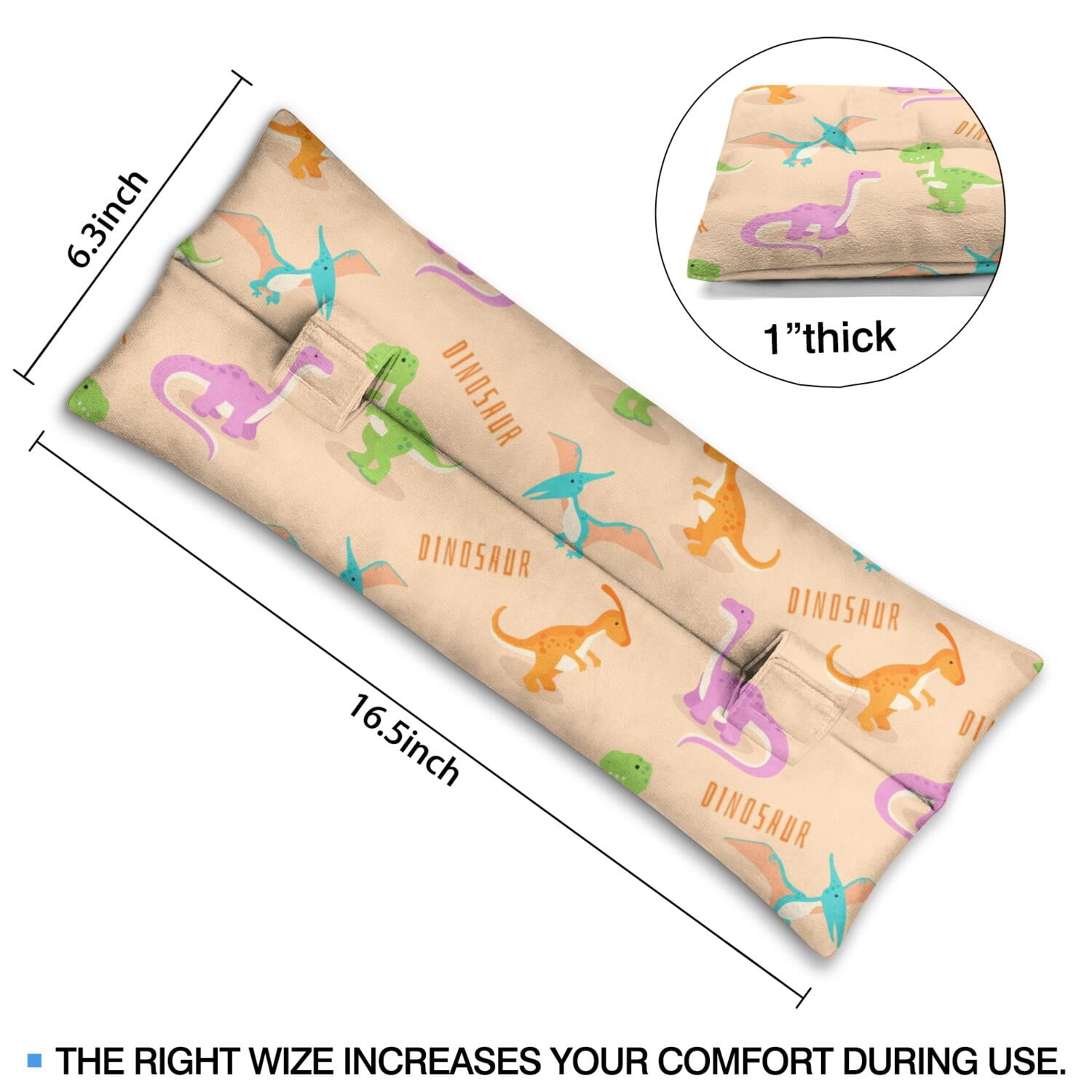 Dinosaur Art Illustration Seat Belt Pillow - Post Surgery Recovery Cushion - Unique & Hand-Drawn Dino Design