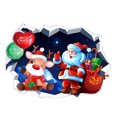 thumbnail image 1 of PC 3D calcomanías de pared navideñas pegatinas de pared de renos de Papá Noel, 1 of 3