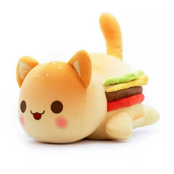 Meemeow-peluche de comida para gatos, almohada de hamburguesa, patatas fritas, juguetes Kawaii