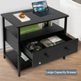 thumbnail image 6 of 2 Sets 27 inch Nightstand Side Table with 1 Layer of Wooden Drawers，Nightstand with Charging Station,End Bedside Table with USB Ports and Outlets (2 Pack, Black), 6 of 11
