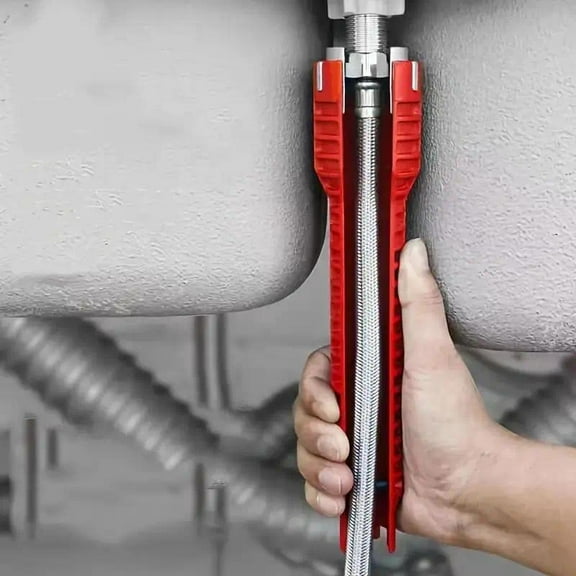 8-In-1 Multifunctional Sink Wrench - Durable Alloy Steel Construction, Adjustable Jaw, Ergonomic Grip, and Versatile Functions for Easy Bathroom Installation, Repair, and Maintenance