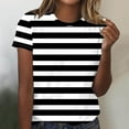 thumbnail image 2 of Women's Fashion 2024 Y2K Tops Dressy Casual Comfy Casual Shirts Vintage Round Neck Blouse Short Sleeve Tunic Tops Loose Fit Flowy Striped Color Block Summer Clothes for Teen Girls Black T Shirts S, 2 of 4