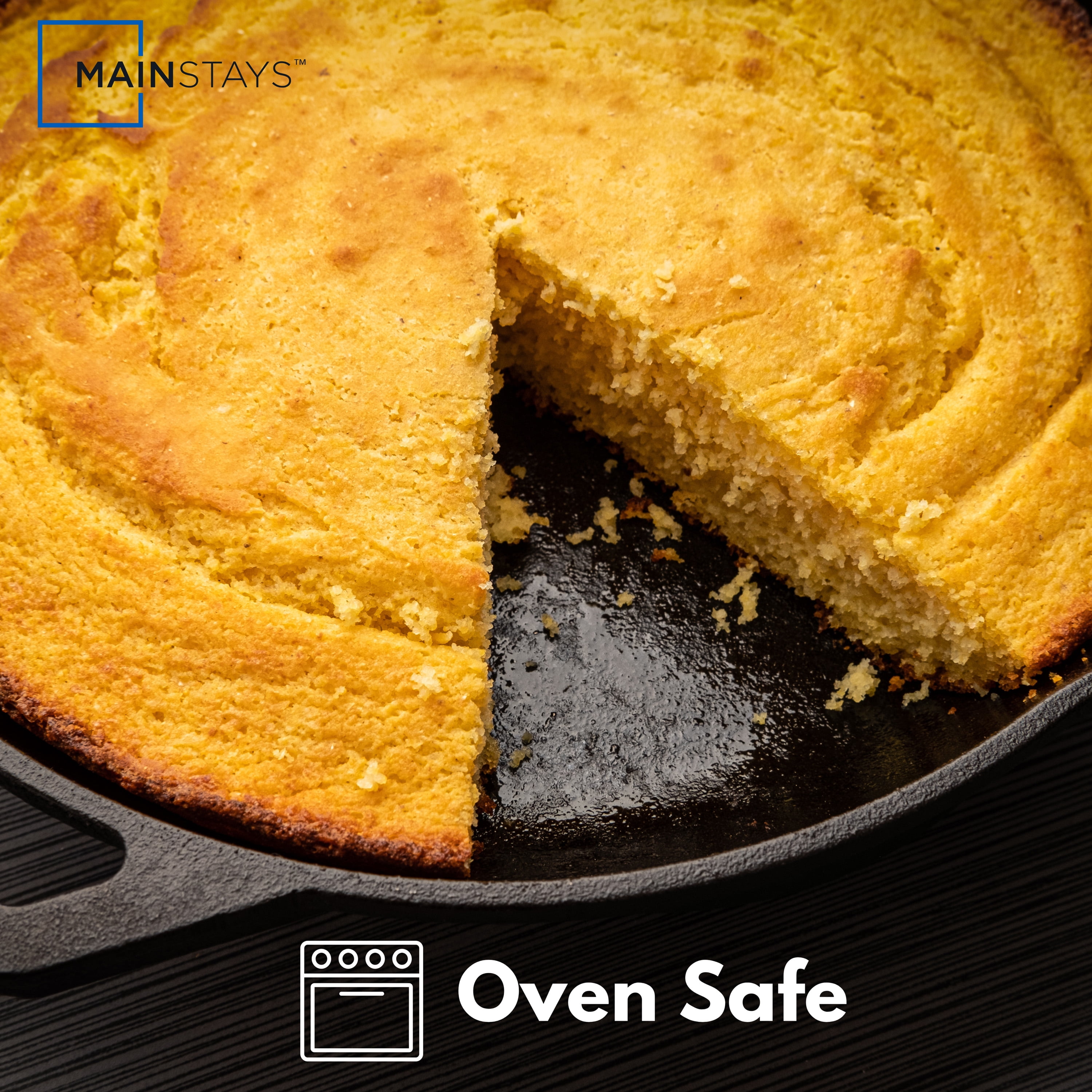 Mainstays Cast Iron Skillet Oven Safe Pre-Seasoned Iron Black, 12 inch