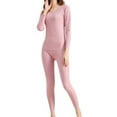 thumbnail image 5 of ibiyuan Lined Tights Women Women's Thermal Underwear 2 Piece Set Breathable Women's Winter Thermal Underwear Ski Underwear Women's Winter Thermal Base Layer,Pink, 5 of 6