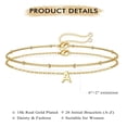 thumbnail image 6 of Turandoss Dainty Charms 18K Real Gold Plated Initial A-Z Simple Layered Cute Bracelets Set for Women Girls Kid Jewelry Set Personalized Birthday Gifts for Women Teen Girl Toddler Fashion, 6 of 7