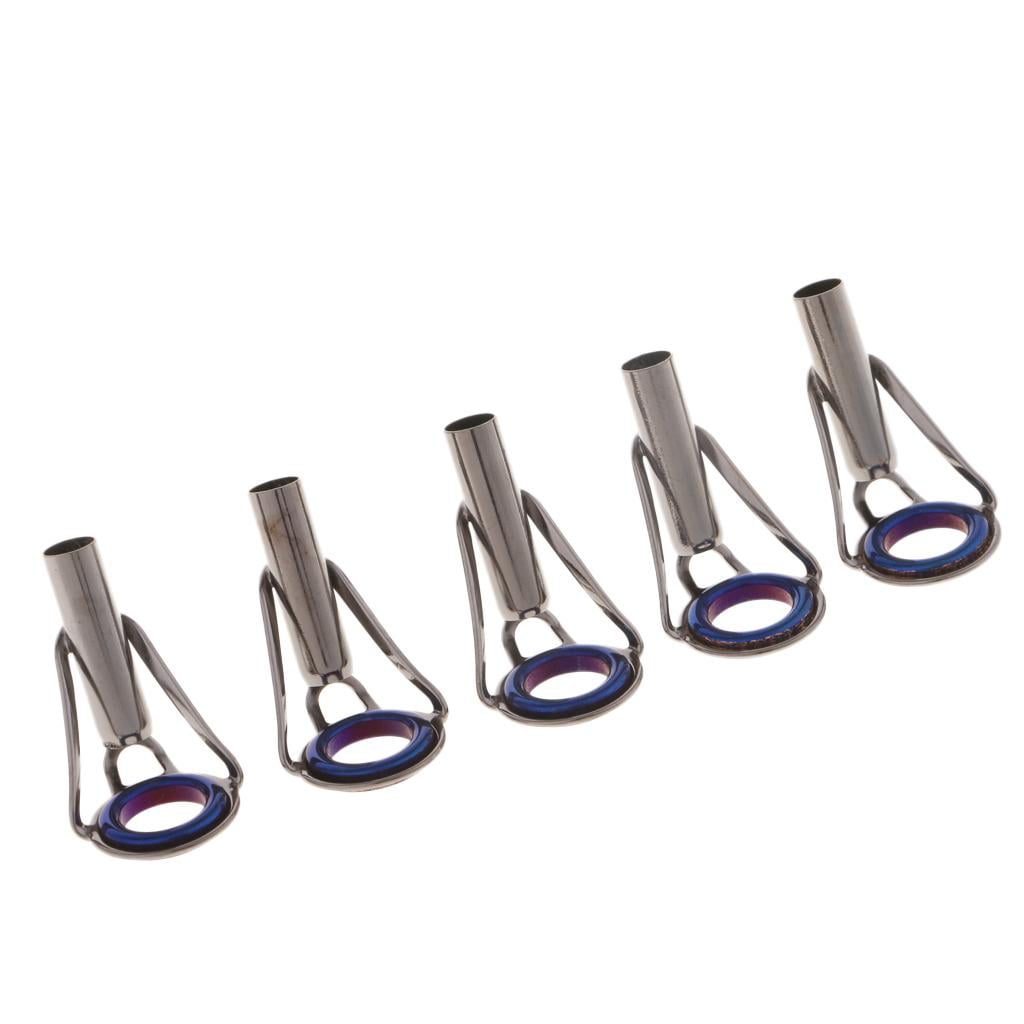 5pcs Fishing Rod Tip Tops Rings Stainless Steel Rod Guides Ceramic Eye Ring 
