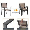 thumbnail image 3 of ACEGOSES 7-Piece Modern Outdoor Dining Furniture Set, Rust and Weather Proof Steel and Textilene Chairs, HIPS Tabletop for Garden, Porch and Patio, Taupe, 3 of 6