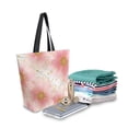thumbnail image 2 of Open Top Canvas Tote Bag with Zipper Reusable Shopping Bag 13.5x15" Roomy Carryall Light Pink Daisies, 2 of 9