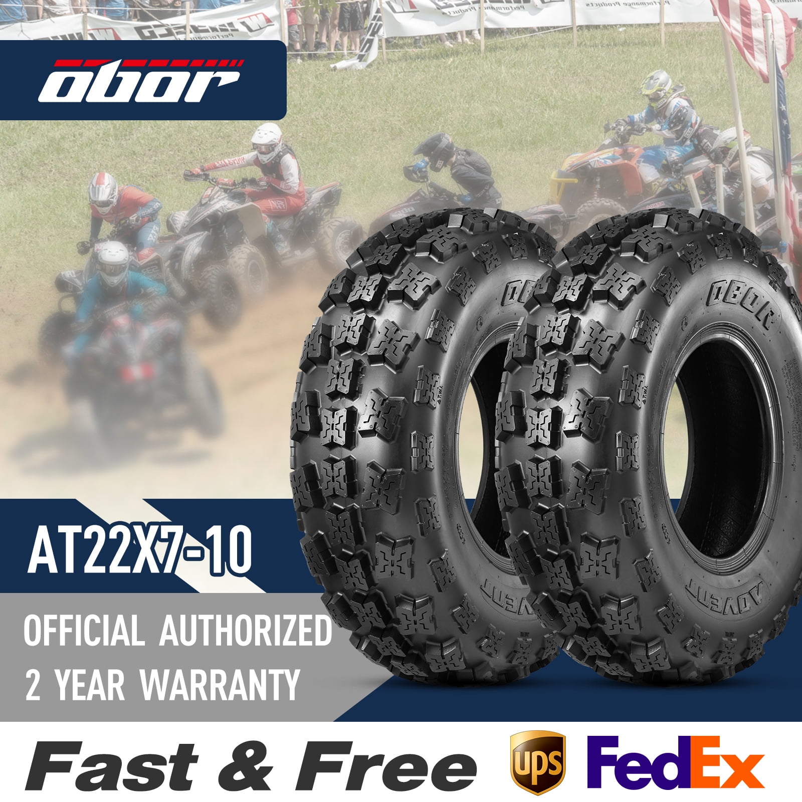 OBOR Advent 22x7x10 22x710 ATV Tires 6 Ply ATV All Terrain Front Tires SET OF 2