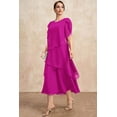 thumbnail image 2 of Vestido de gasa para madre de la novia, con temperamento, dobladillo irregular en capas, manga corta, vestido largo para fiesta, vestido de invitada a la boda, talla grande, 2 of 4