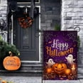 thumbnail image 2 of Happy Halloween Garden Flags 12x18 Double Sided Burlap Holiday Pumpkin Ghosts Garden Flag Halloween Outdoor Decorations Small Decorative Yard Lawn Porch Flags for Outside, 2 of 6