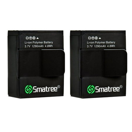 smatree high capacity li-polymer battery (2-pack) 1290mah for gopro hero (Best Battery Pack For Gopro Hero 4)