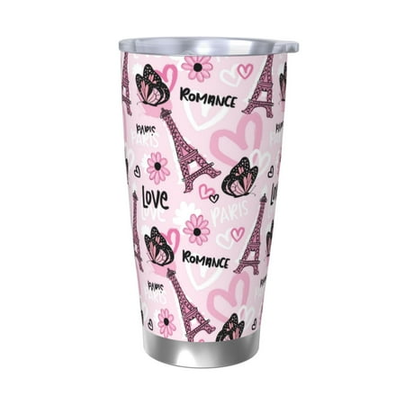 

Matuu Eiffel Tower and Butterflies for 20oz Durable Thermal Cups Keep Drinks Cold and Hot Insulated Car Mug with Lid-Without Straw