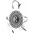thumbnail image 1 of Black and White Apron, Tattoo Style Mandala with Sunflowers and Yin Yang Shape, Unisex Kitchen Bib with Adjustable Neck for Cooking Gardening, Adult Size, White and Black, by Ambesonne, 1 of 4