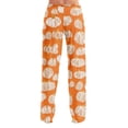 thumbnail image 6 of QWKLEAJ Halloween Pajama Pants Women Adult Loose Lounge Sleepwear Pumpkin Ghost Print Elastic Waist Comfortable Holiday Party Nightwear Cozy Long Trousers Festive Autumn Winter Home Wear, 6 of 9
