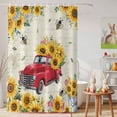 thumbnail image 6 of Shower Curtain Yellow Sunflower Truck Shower Curtains for Bathroom Decor, Waterproof Polyester Shower Curtain Set with Hooks, Small Stall Size 36" x 72" Farmhouse Flowers, 6 of 9