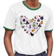 thumbnail image 2 of Halloween Heart Ringer Tee Shirt Unisex X-Large White/Kelly Green, 2 of 5