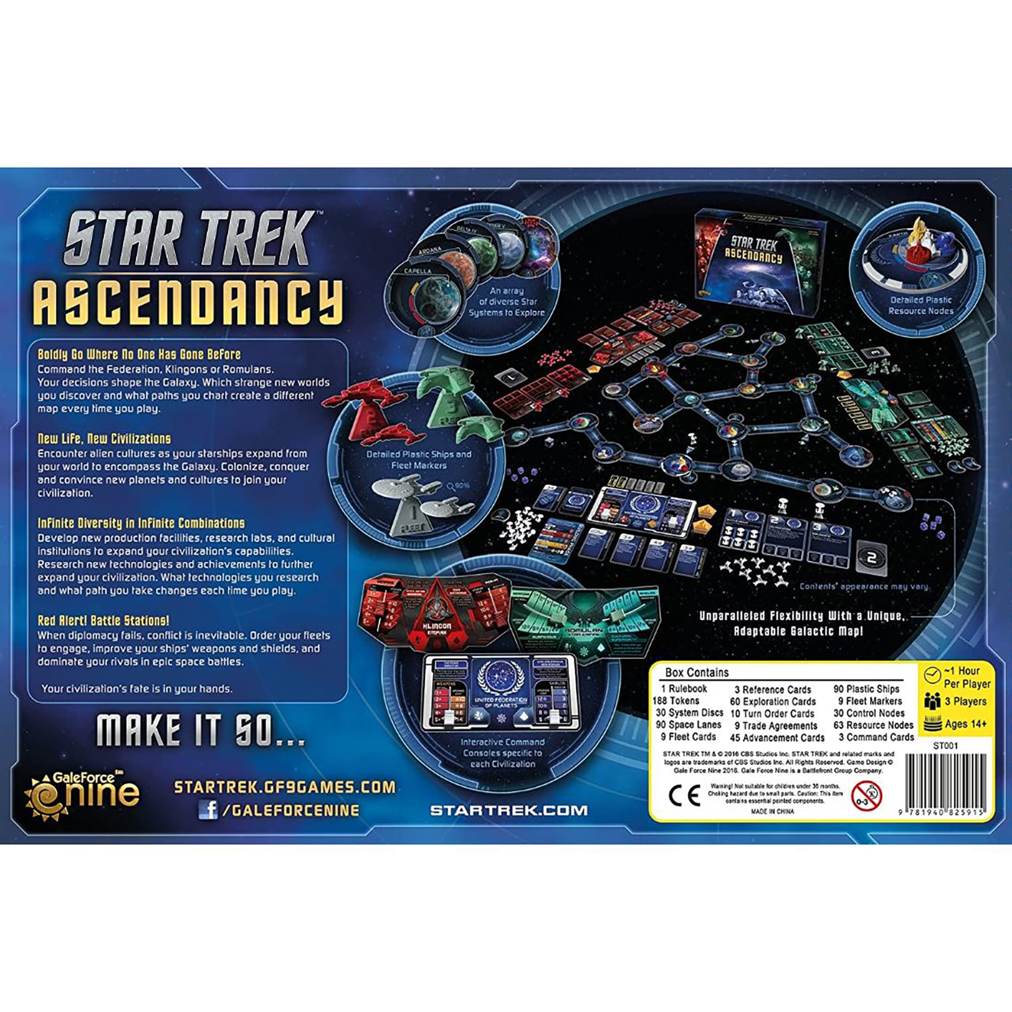 Star Trek Ascendancy Sci-Fi Board Game, Gale Force Nine, Ages 14+,  Players
