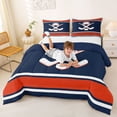 thumbnail image 3 of Castle Fairy Hockey Print Full Size Comforter Sets 3-Piece, Sport Theme Stripes Bedding Comforter Set, Red White Blue,Navy Blue Reversible,1 Comforter and 2 Pillowcases, 3 of 6