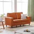 thumbnail image 3 of Canddidliike Modern PU Leather Upholstered Sofa, Casual Comfortable Love Seats - Brown, 3 of 9