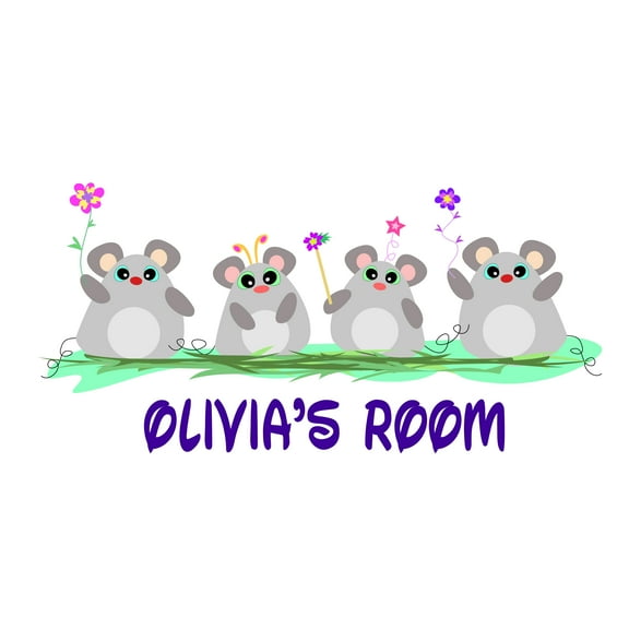 Personalized Name Wall Decal - Cute Mouse Custom Wall Sticker - Kids Name Sign - Nursery Decor - Wall Decal for Home Living Room Bedroom Decor Vinyl Wall Sticker -Size : 10" x 05".