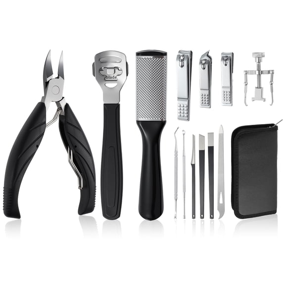 Unique Bargains Toenail Care Kit 13-Piece Ingrown Toenail Tools Professional Grooming Set for Thick Nail Clipper Foot File Callus Removal & Pedicure