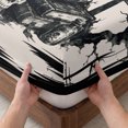 thumbnail image 3 of Cal.King Size Fitted Sheet Set - Halloween 3 Piece Bedding Sets 16" Deep Pocket Fitted Sheet with 2 Pillowcases, Farmhouse Skulls Pumpkins Crow Bats Spooky Rustic Brushed Microfiber Hotel Bed Sheets, 3 of 9