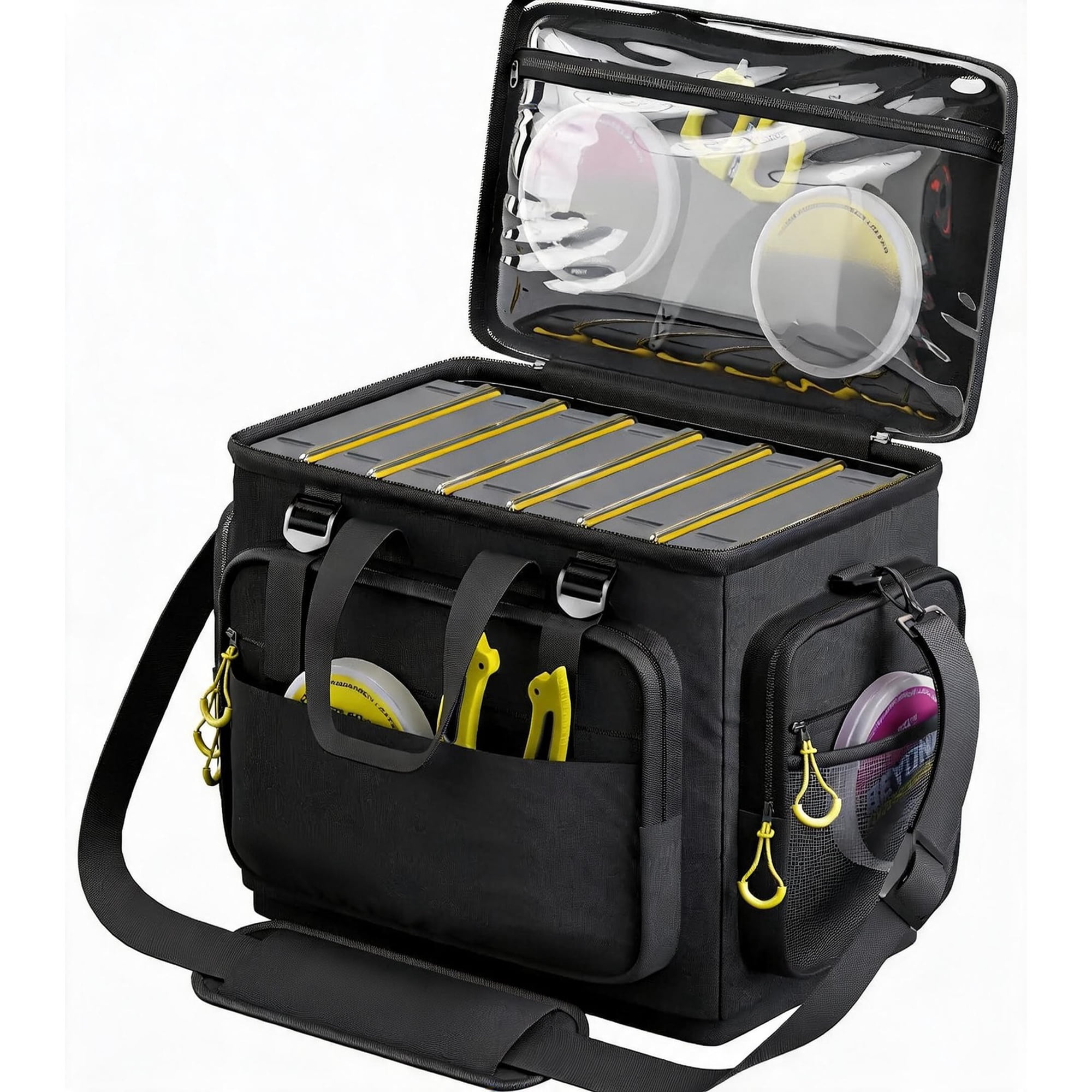 Medium Water Resistant Fishing Tackle Bag with Hard Molded Bottom for Freshwater and Saltwater Use
