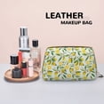 thumbnail image 4 of Cute Lemon Flower Leaves Makeup Bag, Large Capacity Travel Cosmetic Bag for Women Girls- Travel Toiletry Bag Leather Portable Waterproof Makeup Case Organizer with Handle, 4 of 4