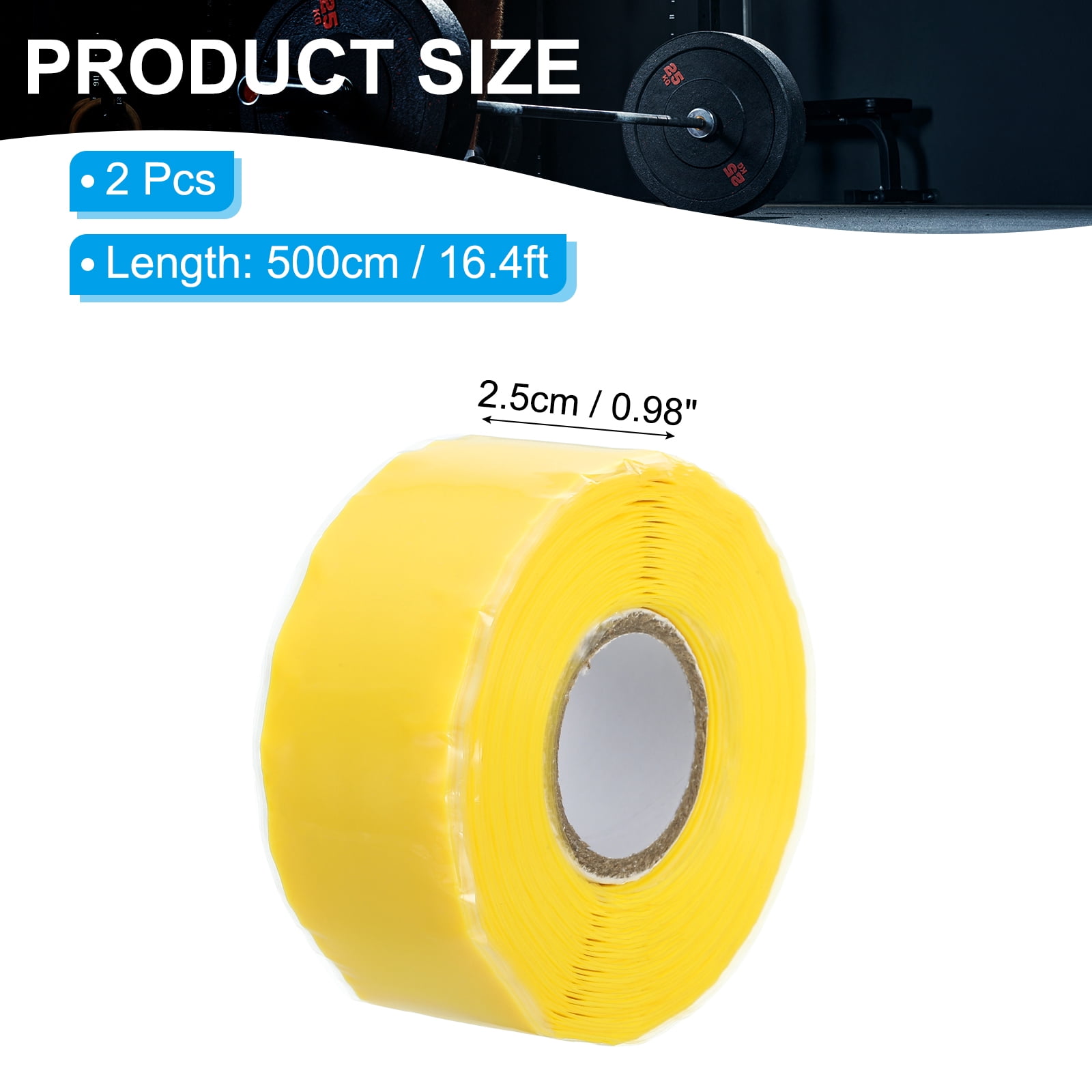 Uxcell Grip Tape, Self-Fusing Silicone Tape 17ft,Sealing Repair Wrap Tape, Yellow 2 Pcs