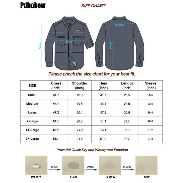 Pdbokew Men's Sun Protection Fishing Shirts Long Sleeve Travel Work Shirts  for Men UPF50+ Button Down Shirts with Zipper Pockets Navy M 