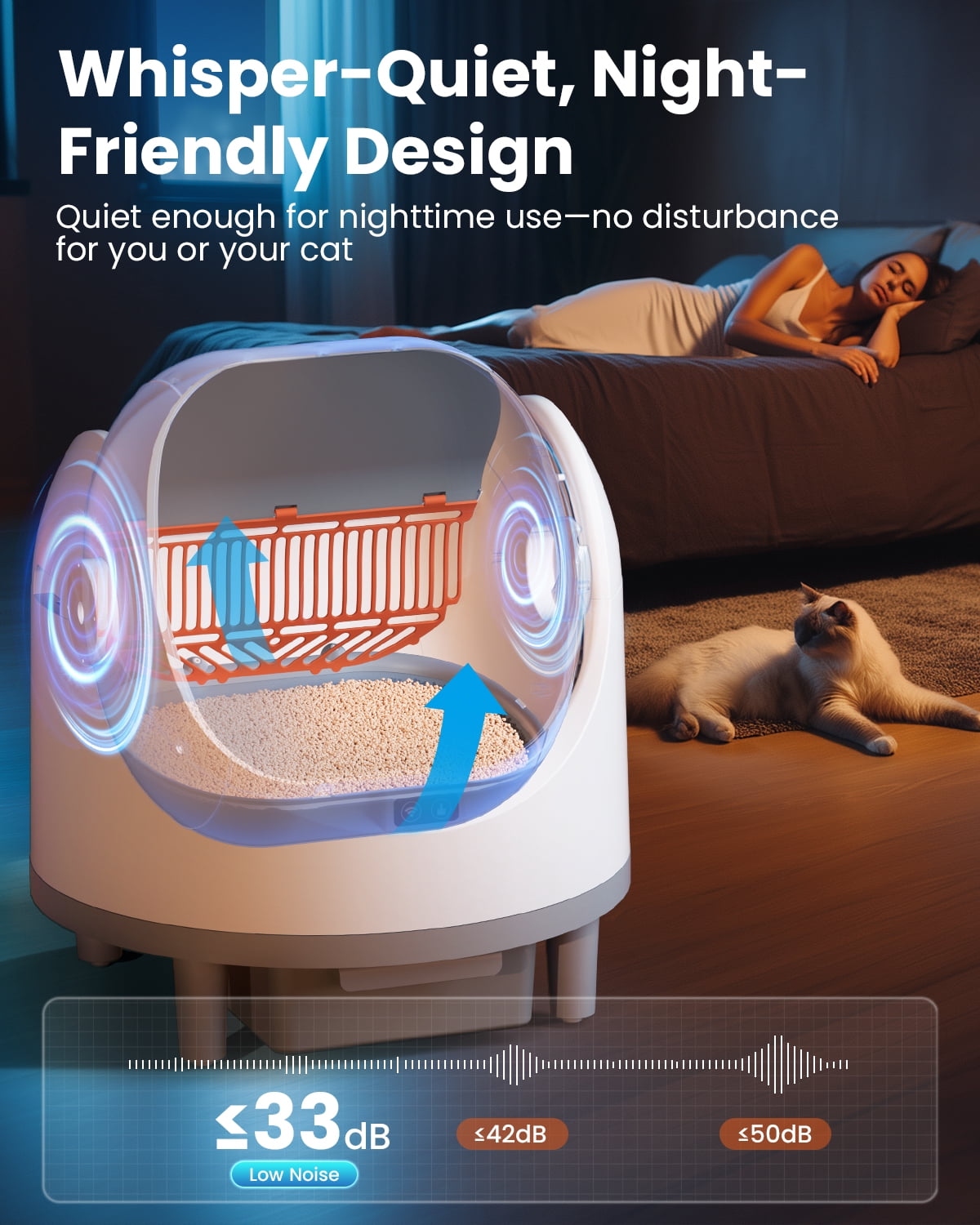 Self Cleaning Litter Box,  for Multi Cat, Odor Removal, Health Monitoring, Large Capacity Litter Box，App+ Panel Control，Ultra-Quiet Motor