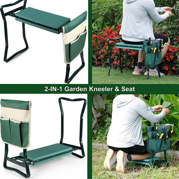 Garden Kneeler and Seat, Gardening Bench for Kneeling and Sitting