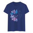 thumbnail image 5 of T-shirts Grande Taille pour Femmes, Imprimé Lettre, Manches Courtes, Col Rond, T-Shirt Décontracté, Oversize, Bleu TTTG, 5 of 5