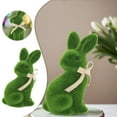 thumbnail image 2 of Resin Flocked Bunny Figurines with Green Moss, 2025 Easter Decorations Decorative for Home, Spring Tabletop Centerpiece, Outdoor Garden Rabbit Statues, 2 of 7