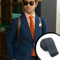 thumbnail image 2 of Men'S Skinny Tie Thin Slim Solid Formal Knitted Necktie, 2 of 7