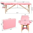 thumbnail image 3 of Yaheetech 2 Sections Adjustable Massage Bed with Headrest and Armrest, Pink, 3 of 6
