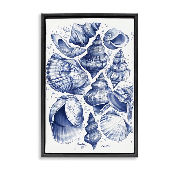Stupell Industries Traditional Aquatic Conch Collection Black Floating Frame Canvas Art, 17 x 25, by LSR Design Studio