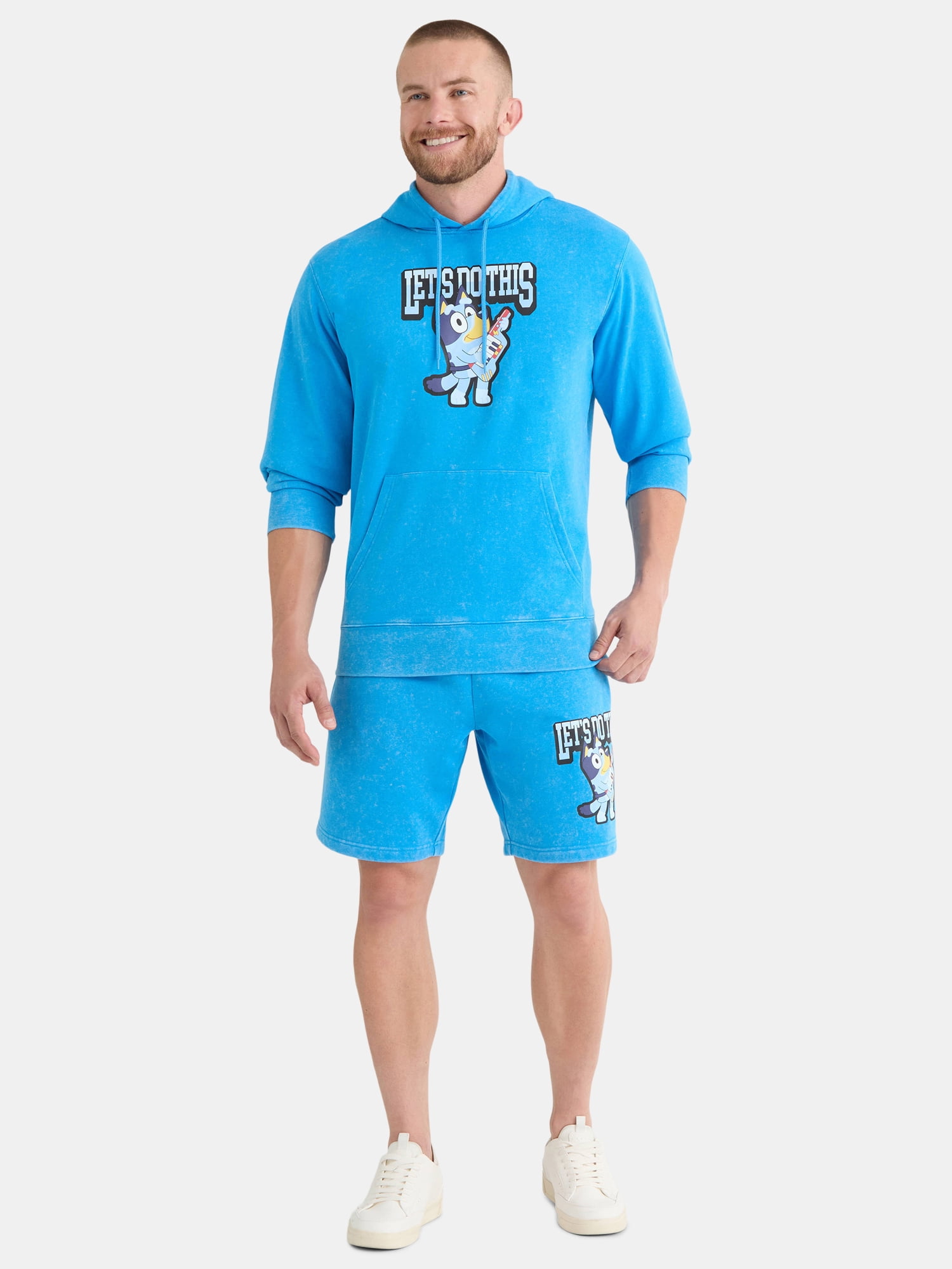 Bluey Men's and Big Men's Front Back Graphic Hoodie, Sizes XS-3XL