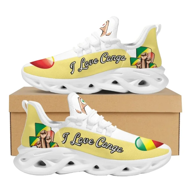 Zapatos para hombre y mujer, zapatillas informales con estampado de la bandera del Congo, zapatos planos de verano con cordones para caminar,