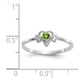thumbnail image 3 of Solid 14K White Gold Peridot Green August Gemstone Birthstone Heart Engagement Ring Size 8.5, 3 of 6