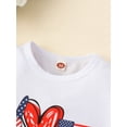 thumbnail image 6 of Gureui Kids Baby Girls Boys  Independence Day Two-Piece Suit, Toddler Kid Letter Flag Print Short Sleeve Tops + Patchwork Pattern Shorts, 6 of 9