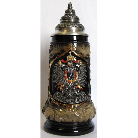 Souvenir Stein - Deutchland Germany Black and Gold Eagle Crest Souvenir German Beer Stein .125 L