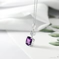 thumbnail image 4 of Gem Stone King 925 Sterling Silver Purple Amethyst and Lab Grown Diamond Pendant for Women | 3.74 Cttw | Gemstone February Birthstone | Cushion Checkerboard 10MM, 4 of 4