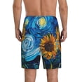 thumbnail image 4 of Lsque Starry Night Sunflower Field Mens Sleep Pajama Shorts,Short Pajama Pants, Cotton Ultra-Soft Knit-XX-Large, 4 of 9