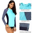 thumbnail image 2 of Charmo Womens Long Sleeve Rash Guard Striped Swim Shirts Sun Protection UPF 50+, 2 of 6