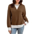 thumbnail image 2 of Warop Women's Colorblock Knit Sweater Round Neck Twist Texture Long Sleeve Pullover Loose Fit Top for Winter, 2 of 6